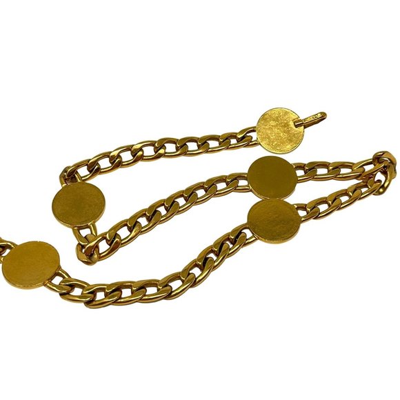 CHANEL Vintage Yellow Gold-Plated Chain Belt with CC Medallion Coins - Picture 8 of 8